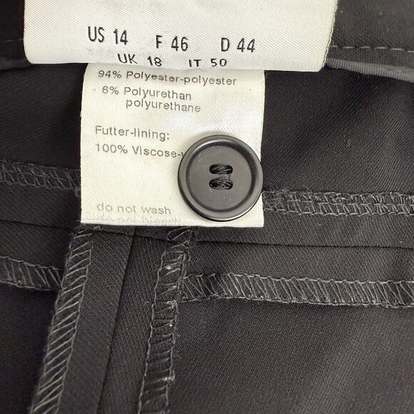 AKRIS Punto Trouser Dress Pants Womens 14 Black Crepe Tapered Leg Minimalist - Picture 11 of 16